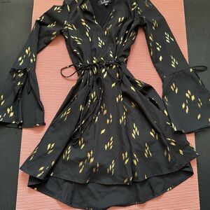 Lulus black and gold party dress